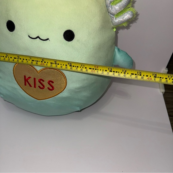 Cute Green Squishmallow Valentine Plush Toy with Heart - Picture 8 of 8